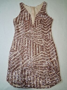 Sequin Sheath Dress in Rose Gold